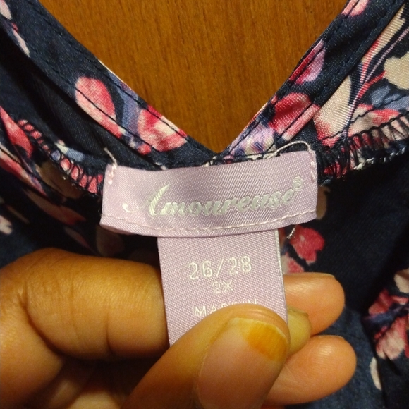 Navy blue floral slip dress - Picture 5 of 8